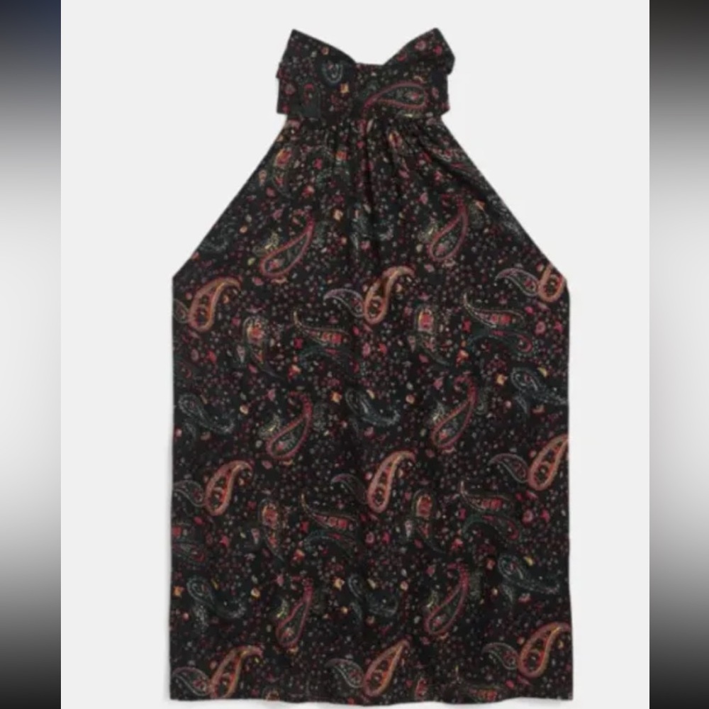 J Crew AG676 NWOT Size 8 Fancy Party Style Zoe Paisley Metallic Tie-Neck Top
